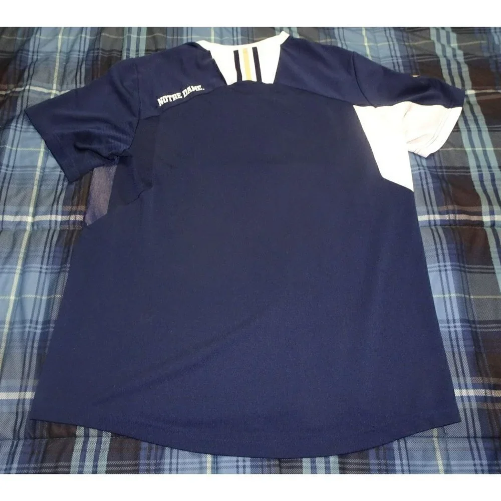 NCAA Adidas Climalite Notre Dame Blue Shirt Size Large